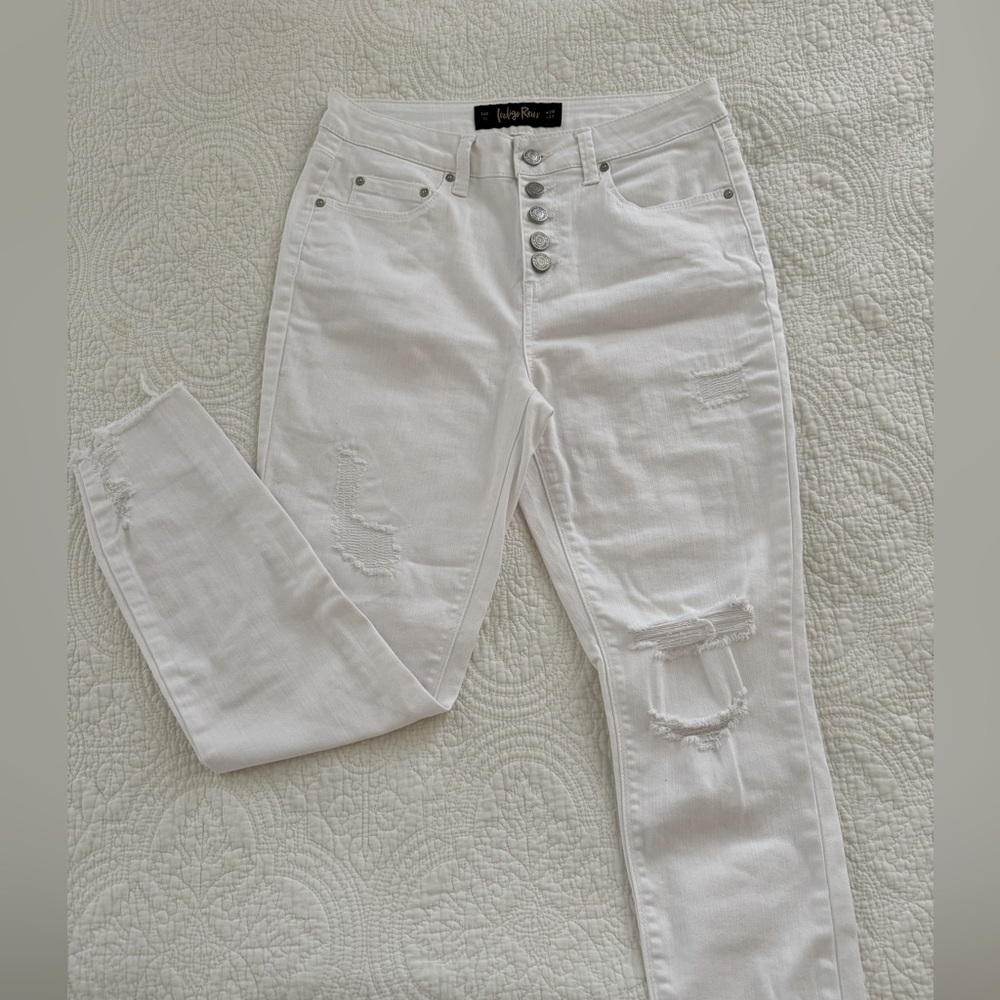 Indigo Rein White High-Rise Distressed Jeans, 29🦋